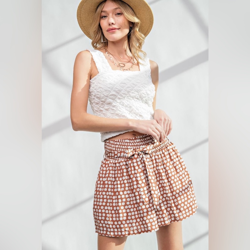 E2 new easel dots skirt shirts lined brown small medium large